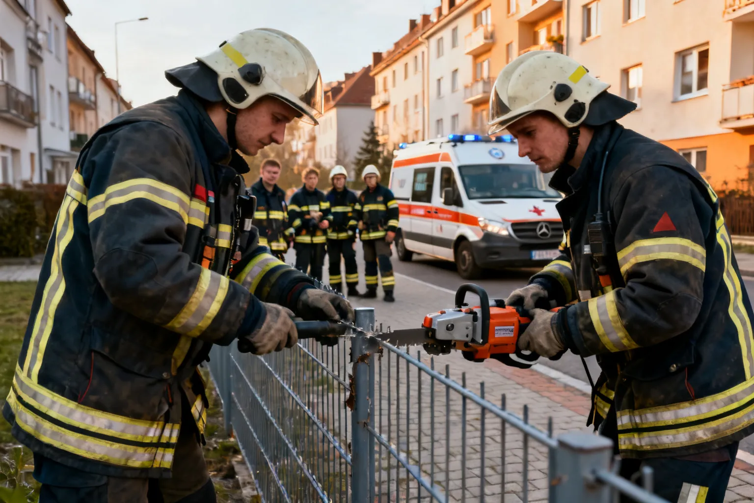 Mężczyzna nadział się na ogrodzenie Bracka Warszawa — strażacy wycięli fragment płotu