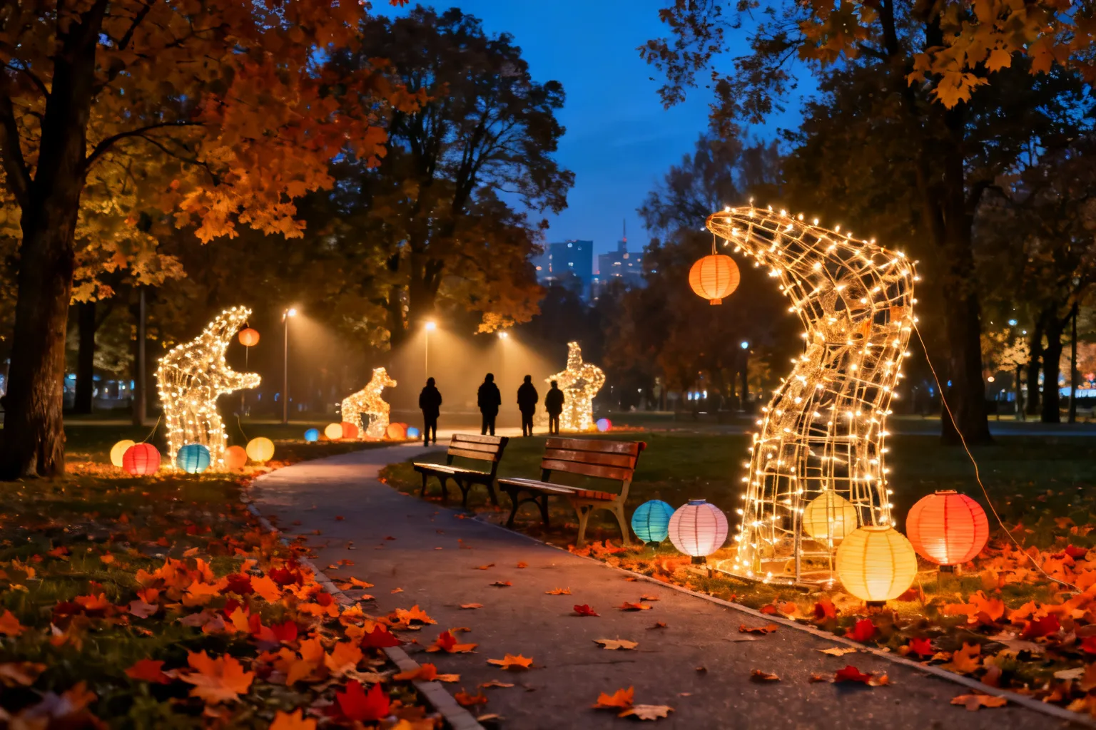 Otwarcie ogrodu świateł Park Świętokrzyski Warszawa — jesienna odsłona