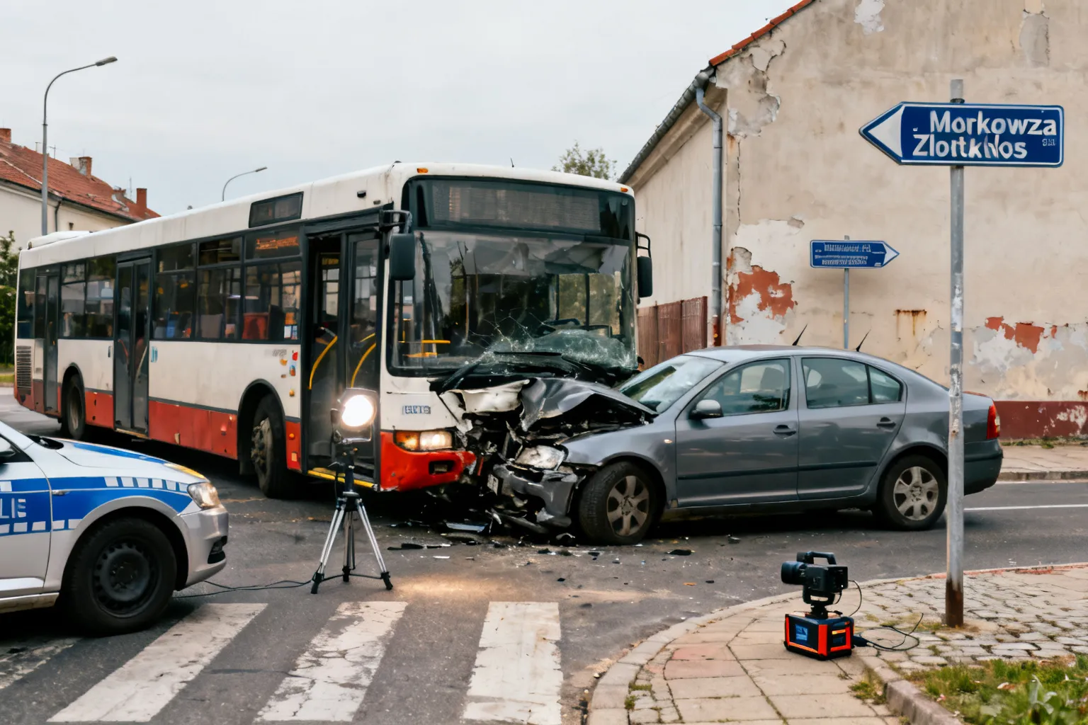 Autobus uderzył samochód ul. Mrokowska Złotokłos — policja analizuje nagranie