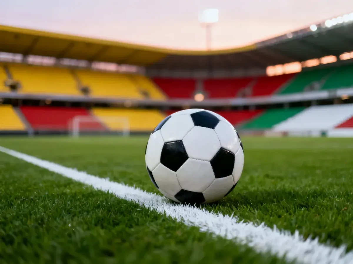 Klasyczna piłka nożna na murawie stadionu w oczekiwaniu na mecz Jagiellonii z Legią.