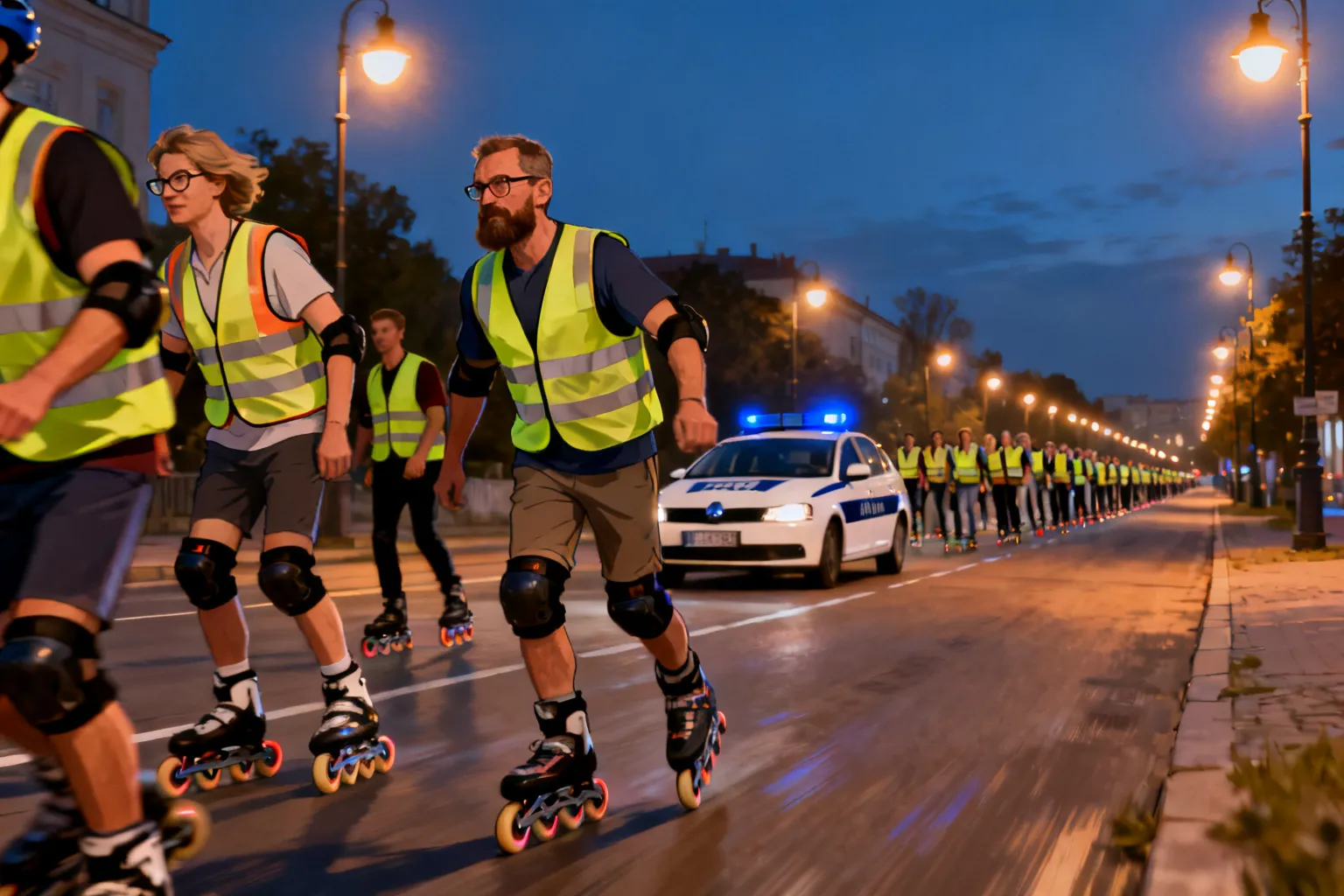 Nocny przejazd rolkarzy w Warszawie — 26 września
